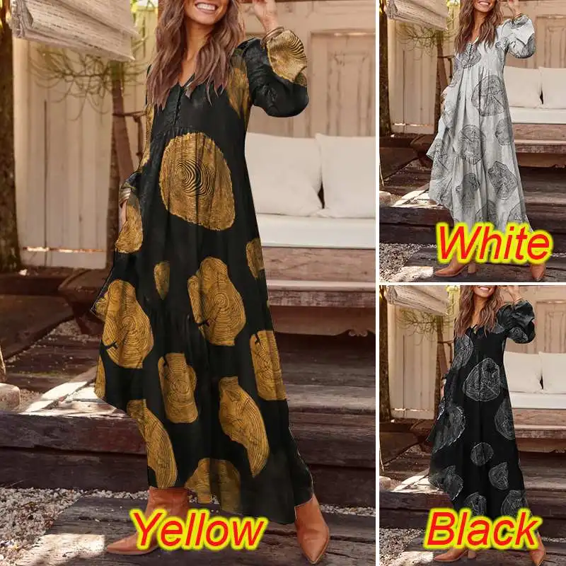 Autumn Long Sleeve Long Maxi Dress WomenPlaid Dress ZANZEA 2020 Casual Summer Sundress Loose Fashion Vestidos Party Robe