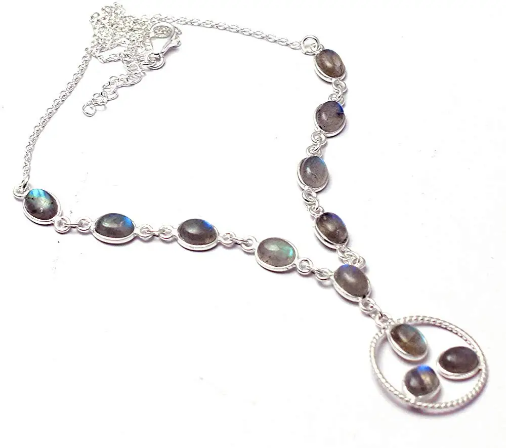 

Genuine Labradorite Necklace 925 Sterling Silver, 46 cm, MHBNE0215