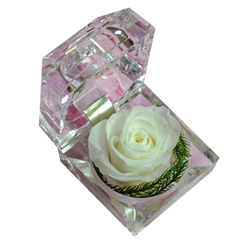 Ручная работа консервированная роза с акриловой Хрустальная коробочка для