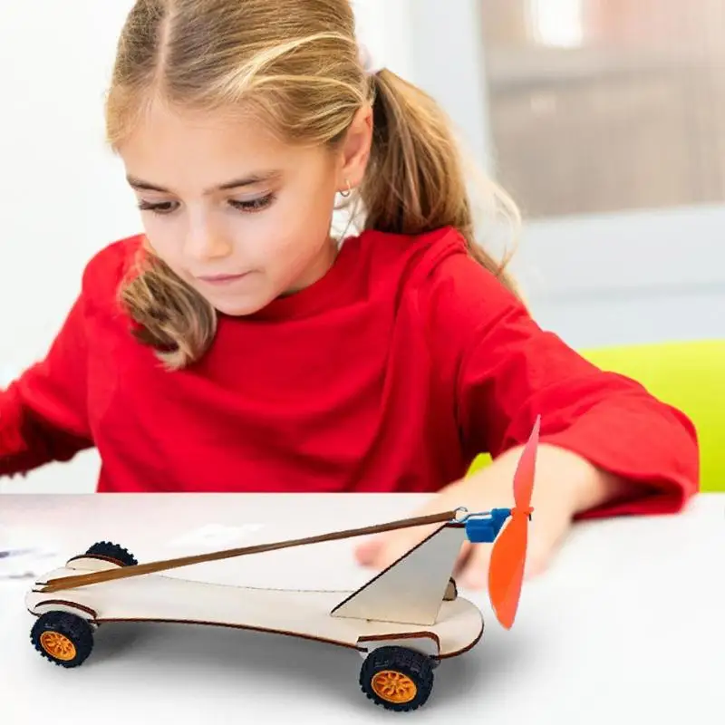 Резиновая лента мощность автомобиля DIY образовательные, научные наборы дети эксперимент забавные игрушки для изучения физики стволовых школьный проект подарок дерево