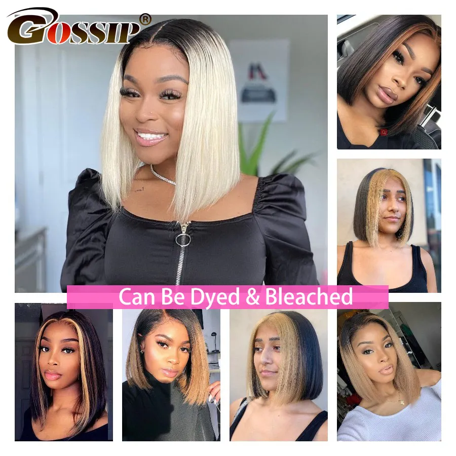 Straight 4x4 Highlight Bob Wig Short Bob Closure Wig Short Bob Wig Lace Front Wig Human Hair Wigs For Black Women Gossip Remy