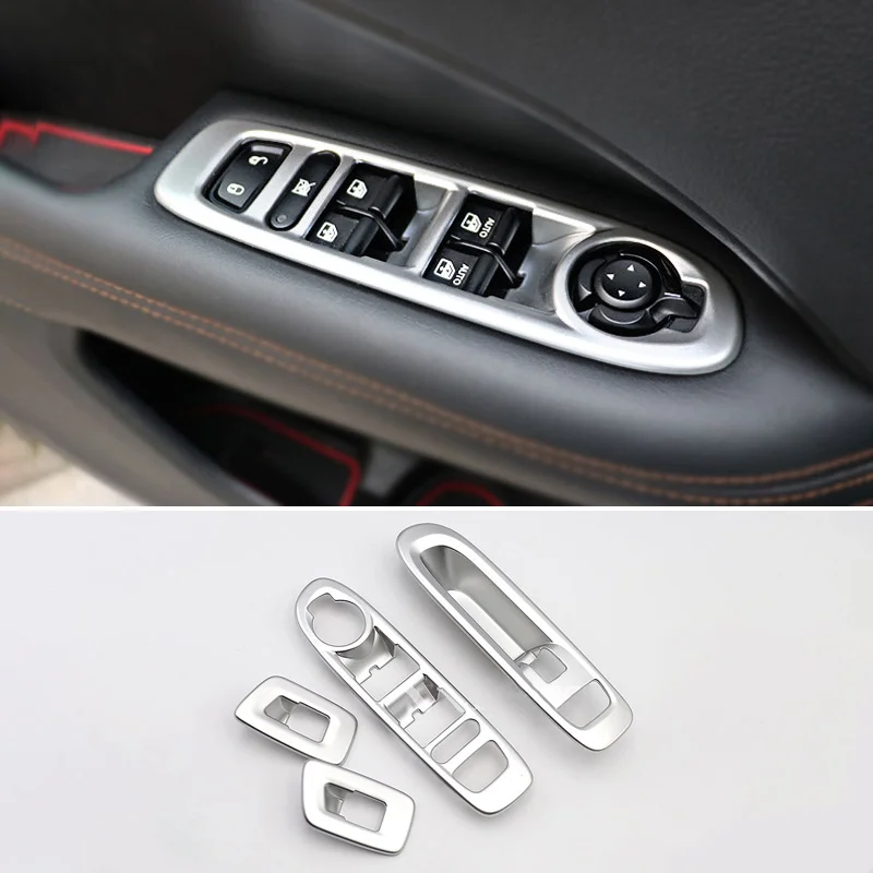 For Jeep Compass Window Lift Switch Button Cover Trims Door Armrest Panel Frame Interior Accessories - Название цвета: ABS Chrome