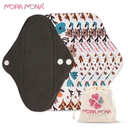 Mora Mona 5 – serviettes menstruelles réutilisables, petites serviettes hygiéniques lavables et écologiques, tampons menstruels en charbon de bambou, pièces/ensemble 