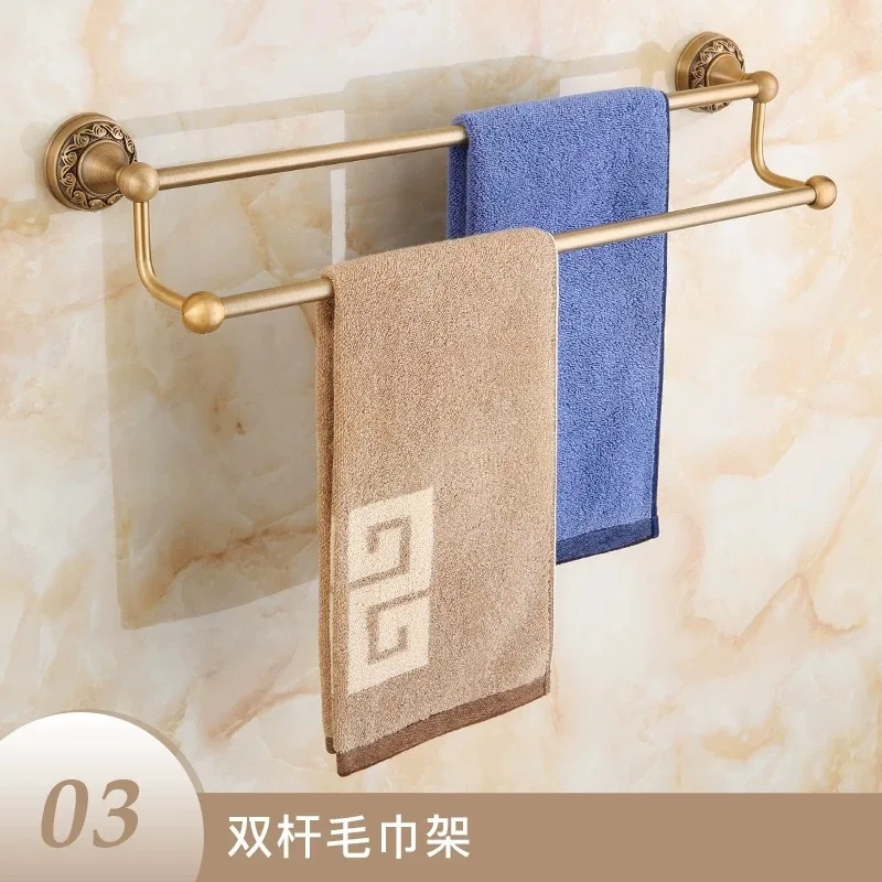 

Vintage Alumimum Towel Rack Bathroom Pendant Bathroom Hardware Towel Rack European Style Storage Shelf Bathroom Set