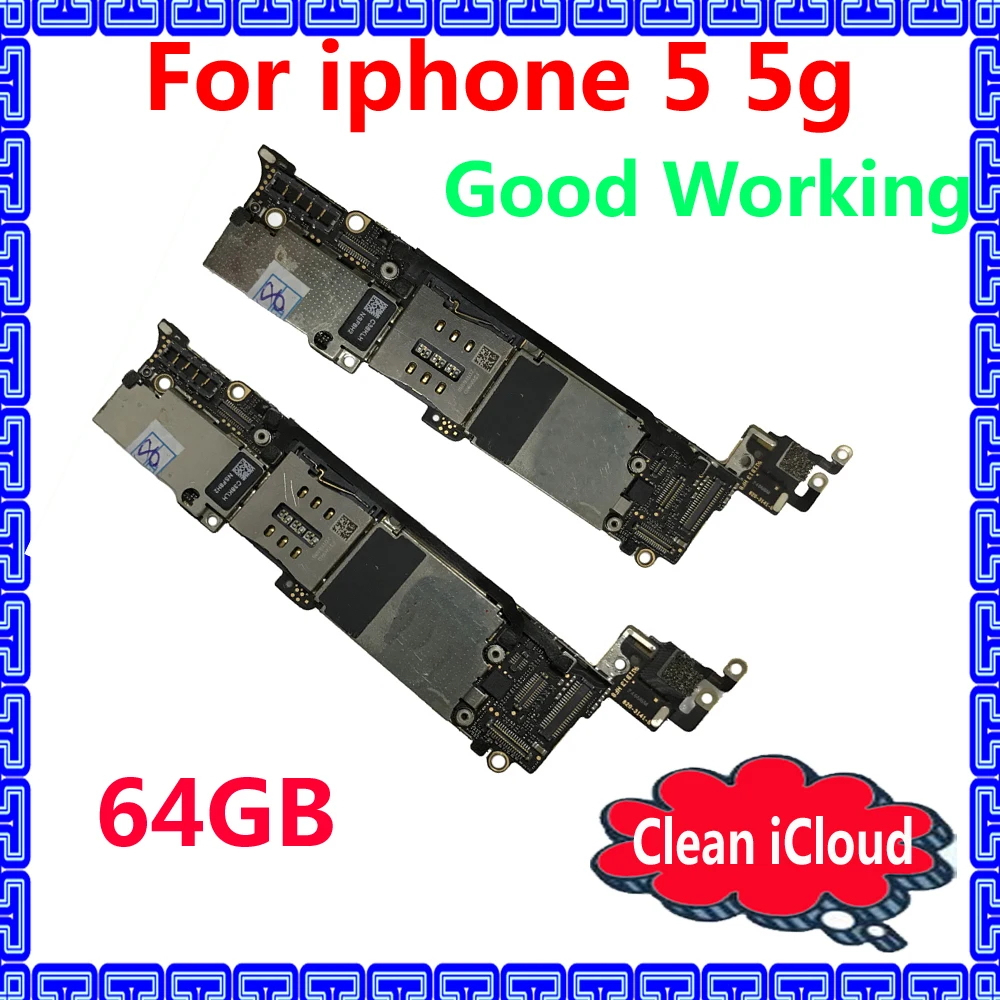 

64gb Original motherboard with IOS system for iphone 5 5g Unlocked mainboard+Chips Good working Circuits logic board for iphone