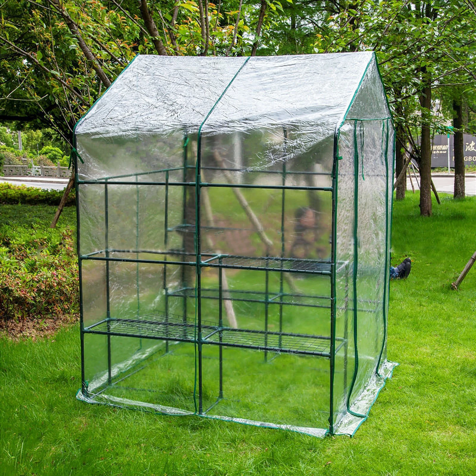 VOKANDA-cubierta de plástico para invernadero, Mini invernadero Exterior  con estructura, Protección Vegetal, 143x143x195cm