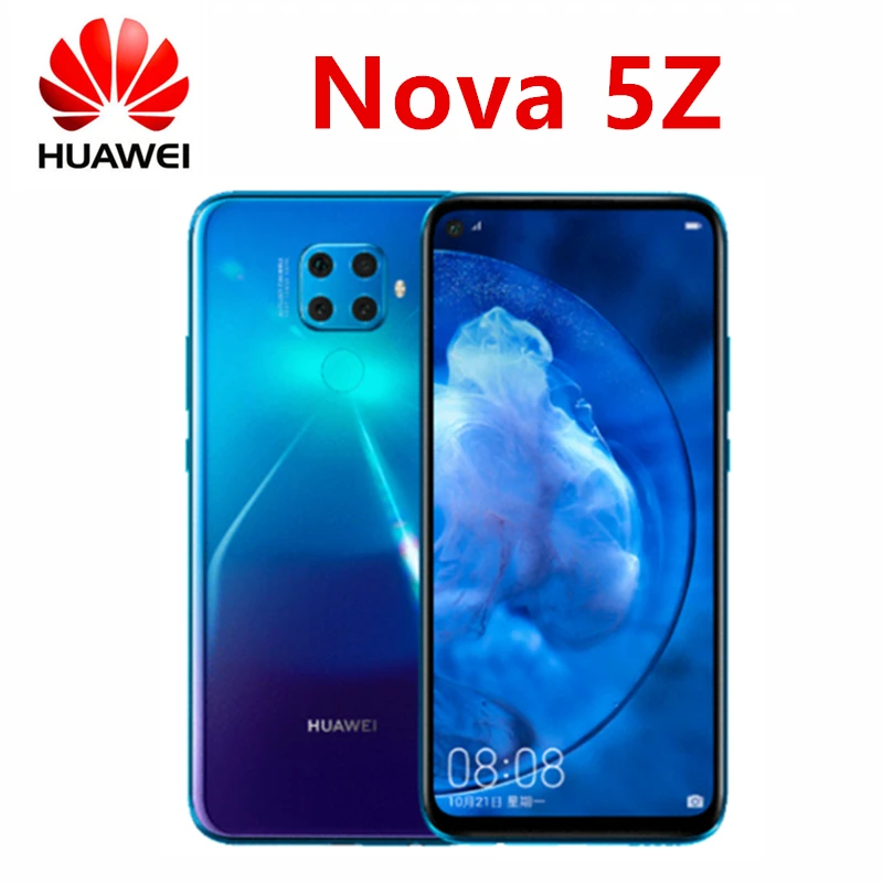 HUAWEI nova 5z сотовый телефон 4000 мАч kirin 810 задний 48,0 МП AI 4 съемка спереди 32 млн портрет Супер Ночной вид Google