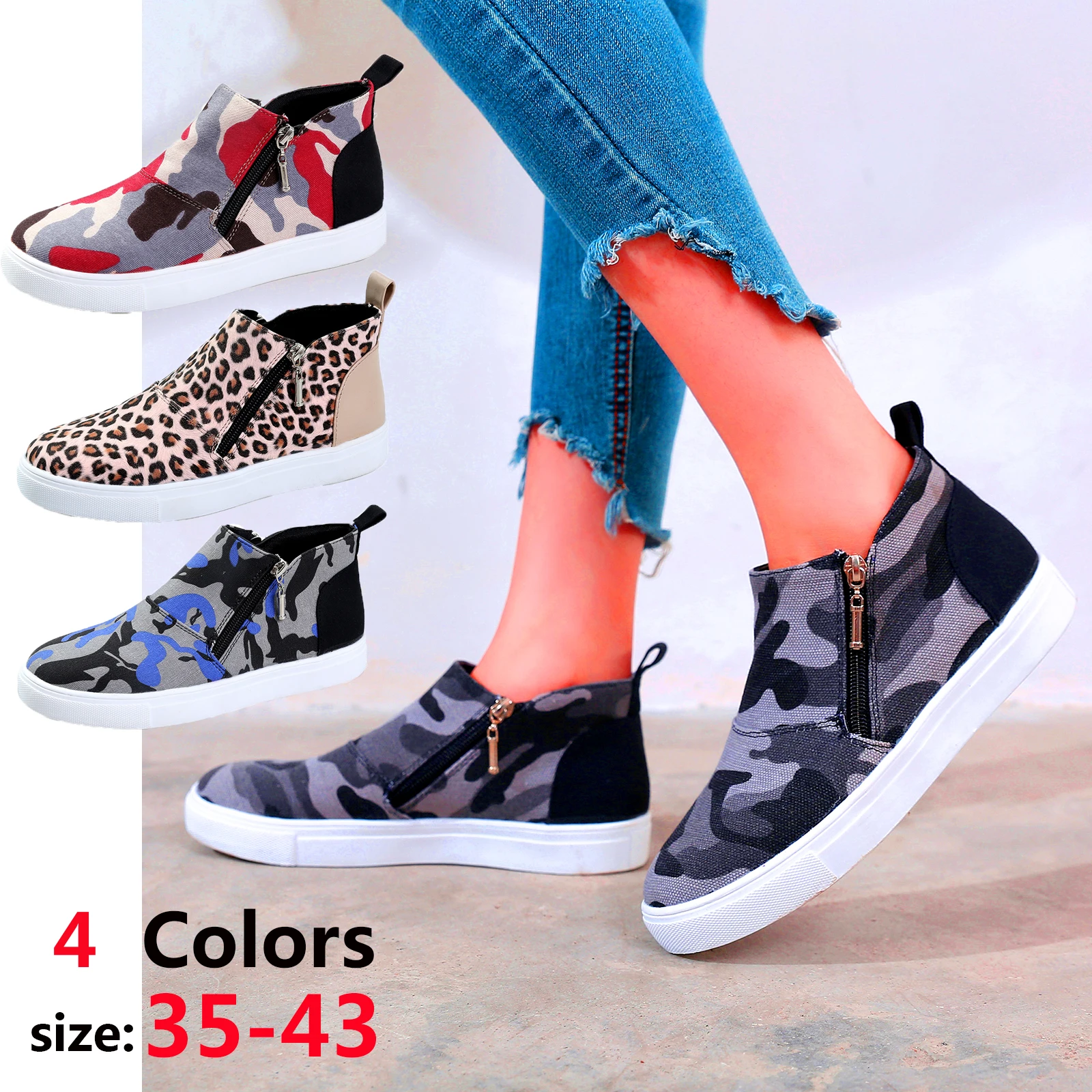 

2009 European and American Foreign Trade Camouflage Side Zipper Flat-heeled Shoe Boots Children Size Couple Martin Boots and Sin