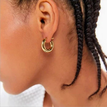 

Yhpup Trendy High Quality Copper Metal Hoop Earrings Wholesale Price Statement Charm Earrings Bijoux Femme Office Tiny Jewelry