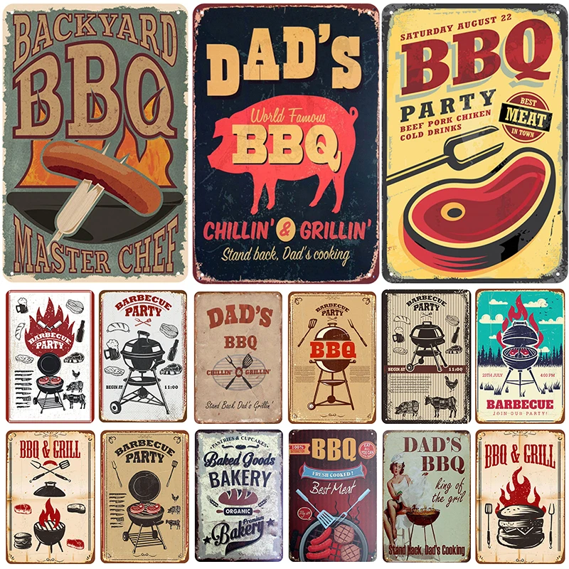 

Fresh Dad's BBQ Metal Tin Sign Vintage Retro Pin Up Wall Decor Restaurant BBQ Shop Metal Poster Food Signs Plate Plaque 20x30 cm