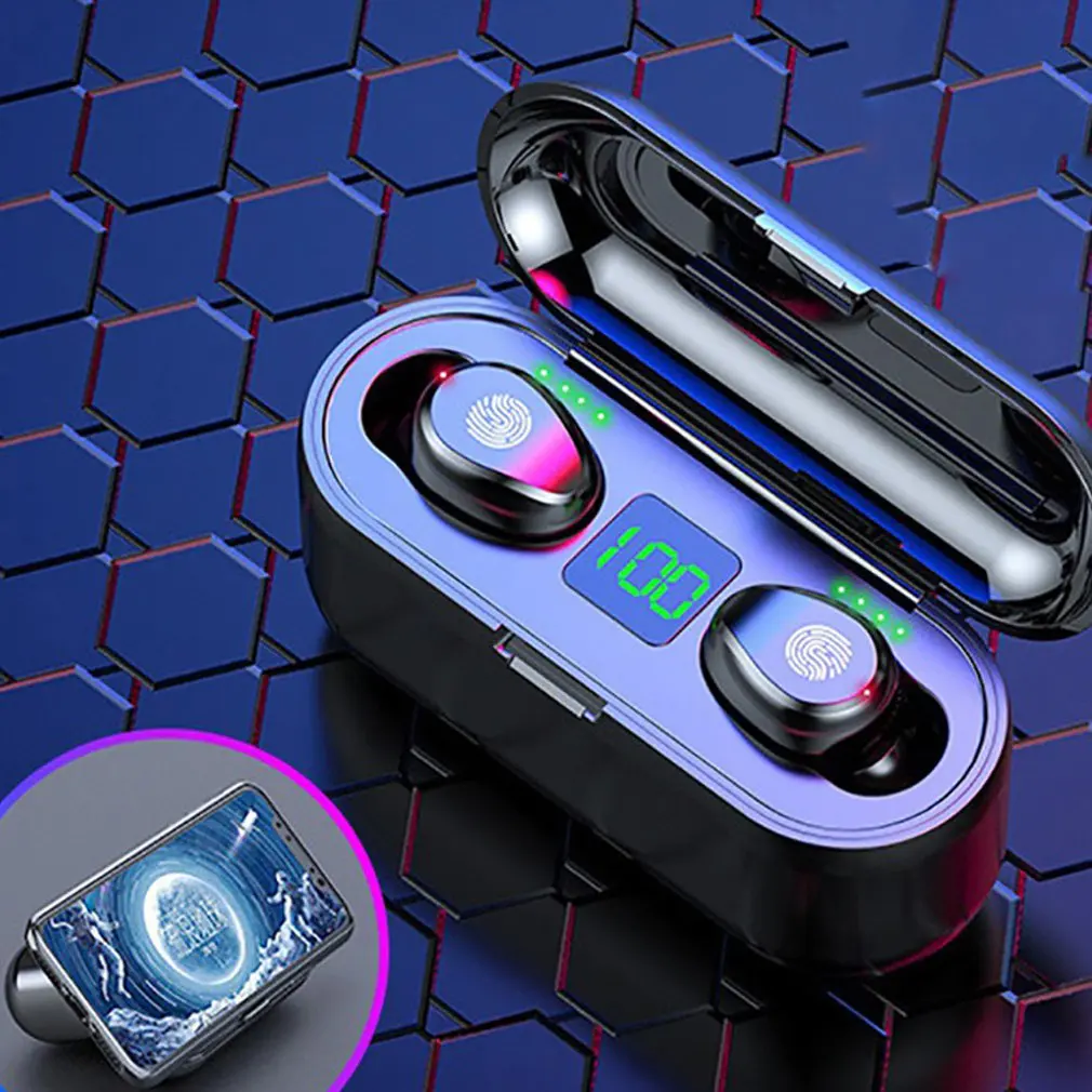 

Wireless Headphones, 5.0, Dual-in-ear, with Digital Display, with Charging Compartment, Call, Music, Headset, Hifi Sound