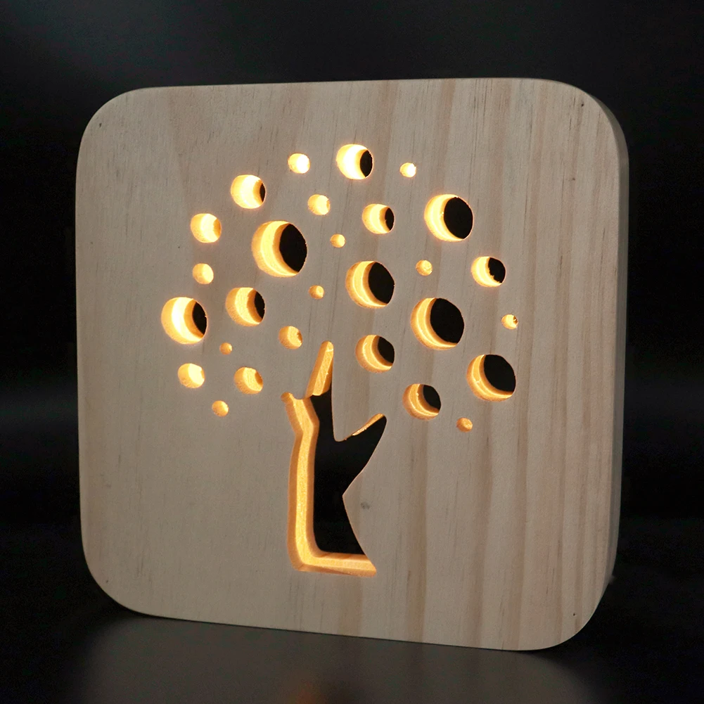 Tree 2,5 W полые деревянные Львы теплый белый Цвет светодиодный ночной Светильник детская комната прикроватная настольная лампа украшение дома комната стол художественное ночной Светильник - Испускаемый цвет: Tree