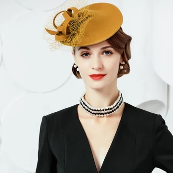 

Lawliet Womens Vintage Look Wool Felt Saucer Headpiece Fascinator Cocktail Bridal Hat A571