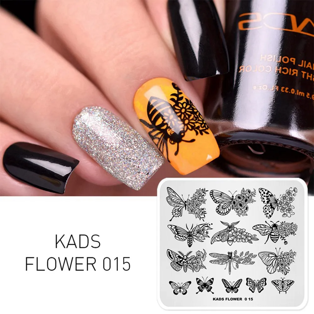 Flower 015 KADS стемпинг пластины для стемпинга 38 различный доступный дизайн штамп для стемпинга стемпинг для ногтей дизайн ногтей трафаре - Цвет: Flower 015
