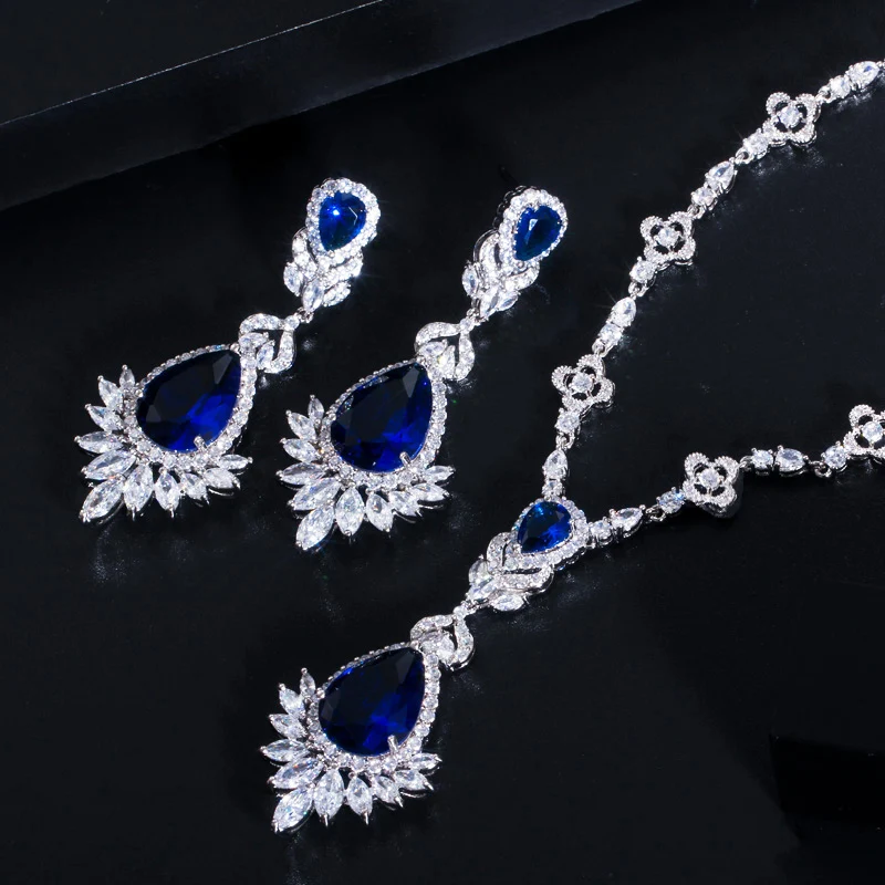Женский Свадебный комплект из колье серёг и с фианитом|jewelry sets for women|earrings necklace jewelry