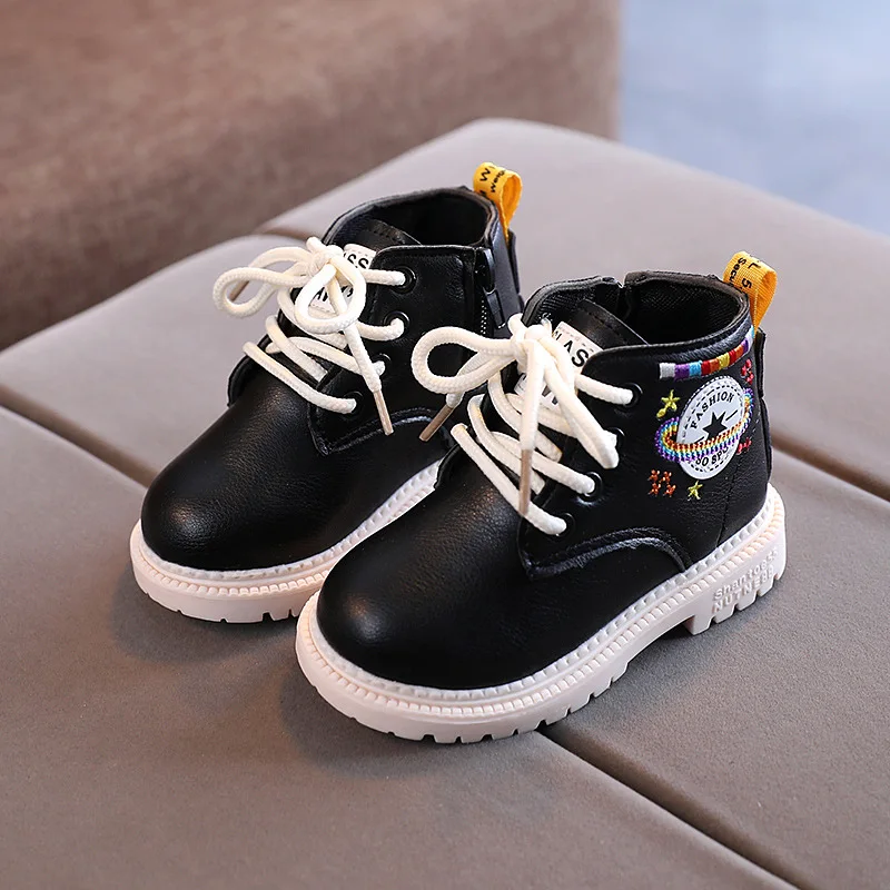

LKSHOE 2020 Autumn and Winter Single Boots Girls Leather Boots Fashion Warm Non-Slip Strong Cheap Dr. Martens Boy's Ankle Boot
