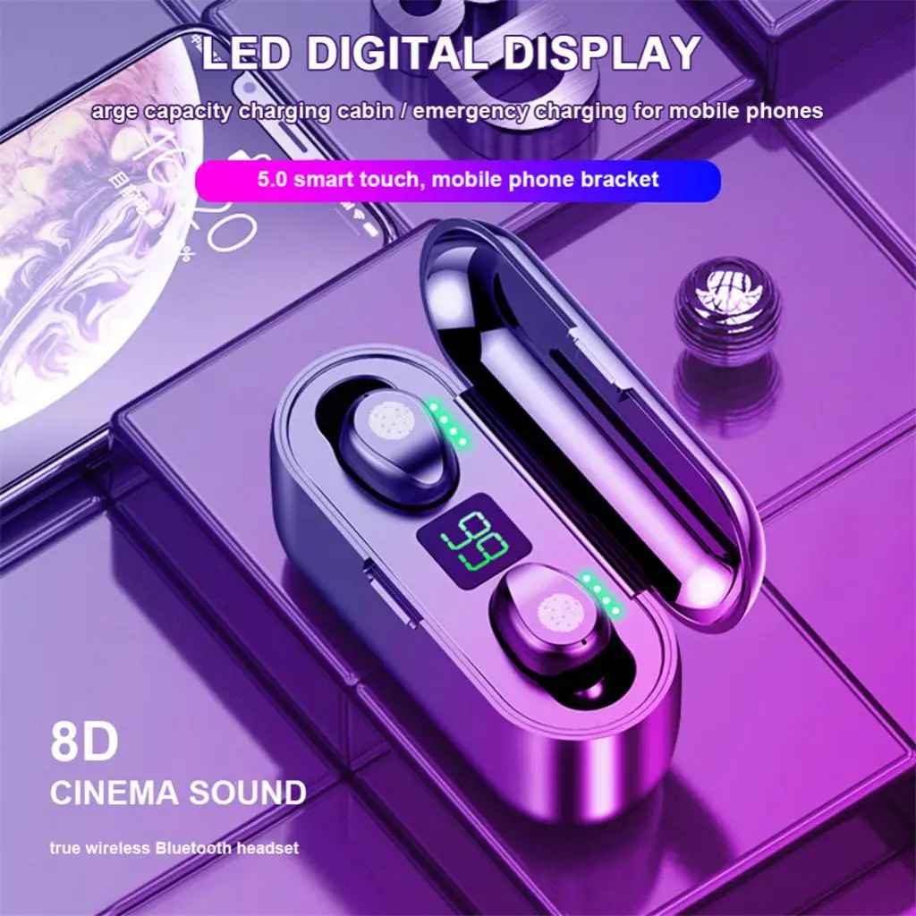 Bluetooth V5.0 Earphones Wireless Headphones With Microphone Sport Waterproof Headsets Earbuds 2200mAh Charging Box For Android