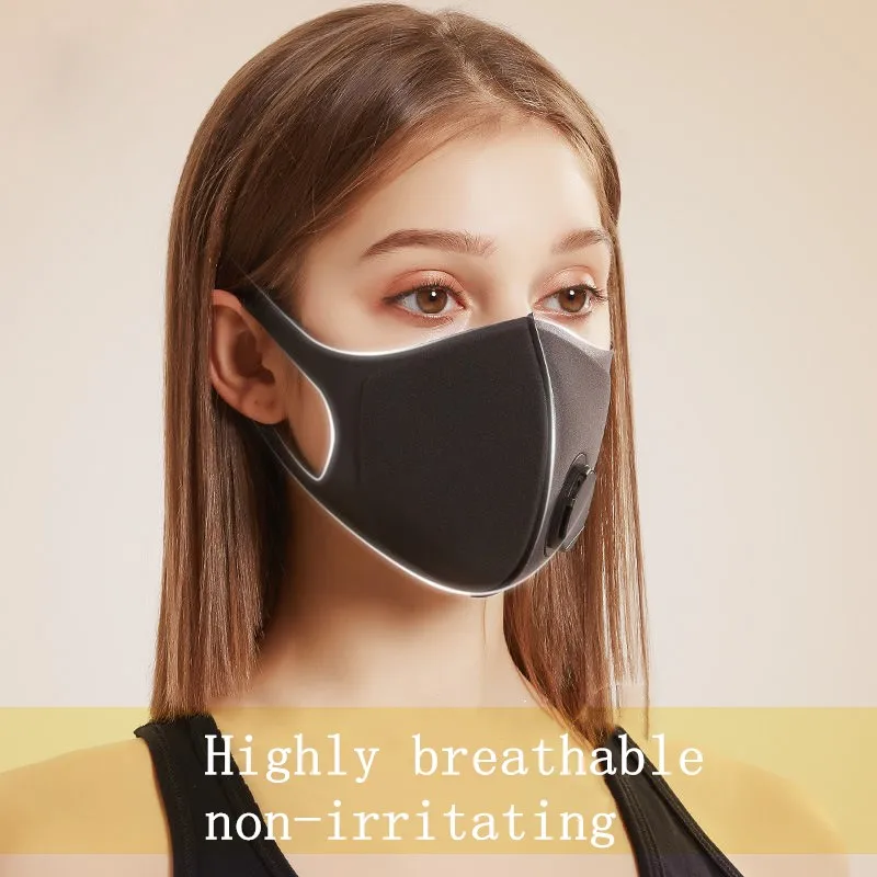 

50PCS Black Valve Mask Breathing Washable Filter Rebsable Black Masks Anti Dust PM2.5 Respirator Unisex Fashion Black In Stock