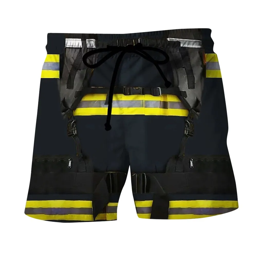 Promotion 2020 Hot Summer Fireman Style Shorts Men's Shorts Mens Loose Elastic Waist Drawstring Fashion Trousers Shorts Streetwear JR03