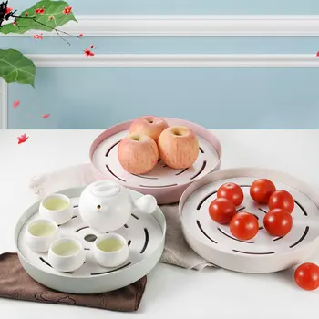 

2019 Apanese Creative Drain Wheat Straw Multifunctional Double Drain Tray Portable Plastic Rack Creative Kitchen Tray Tea Tray