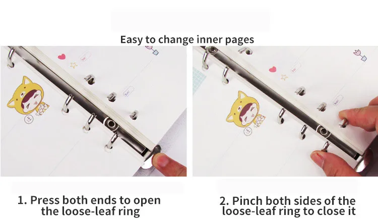 SKYSONIC A5 A6 Zipper Binder Cover-Loose Leaf Organizer Diary-Bullet Transparent PVC Case Photo Organizer Stationery Supplies