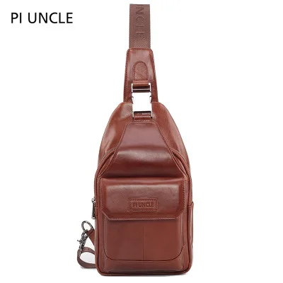

Leather Men's chest top layer cow leather large capacity single shoulder slant cross chest bag