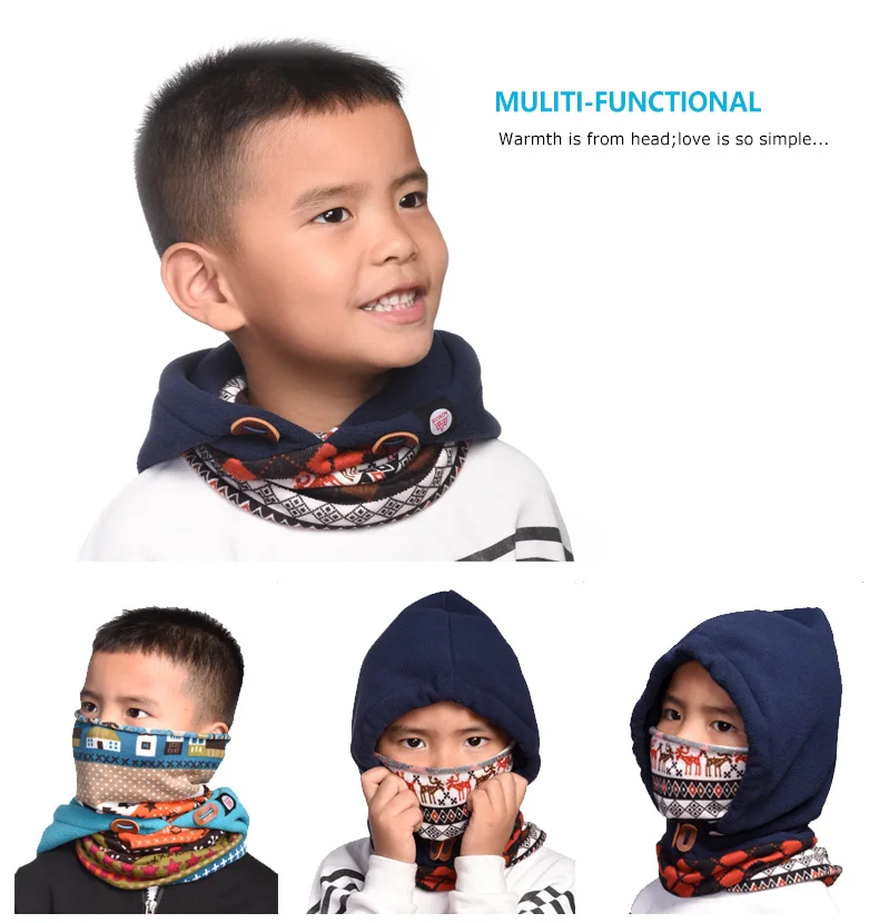 Kids Layered Winter Thermal Fleece Balaclava Hat