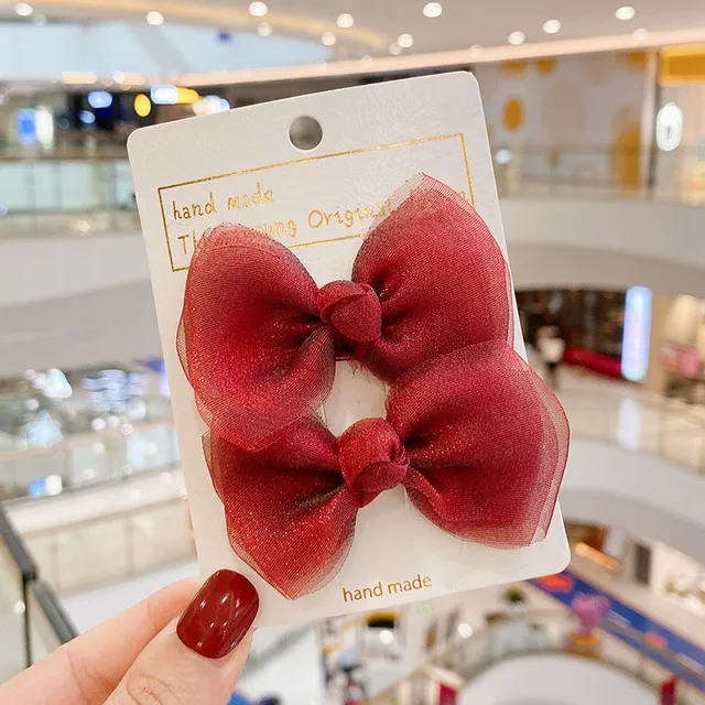 2022 New Bow Headgear Cute Sweet Little Girl Hair Accessories Summer Girls Net Red Clips Baby Hairpins Children Hair Clips Gifts G2