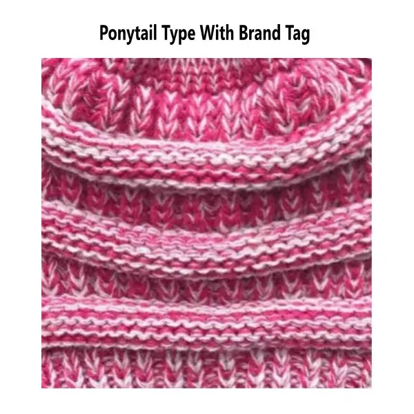 pinkmix Ponytail Женские зимние вязаные шапки, шерстяные теплые шапки, женские повседневные Шапки, одноцветные шапки-бини - Цвет: pinkmix Ponytail