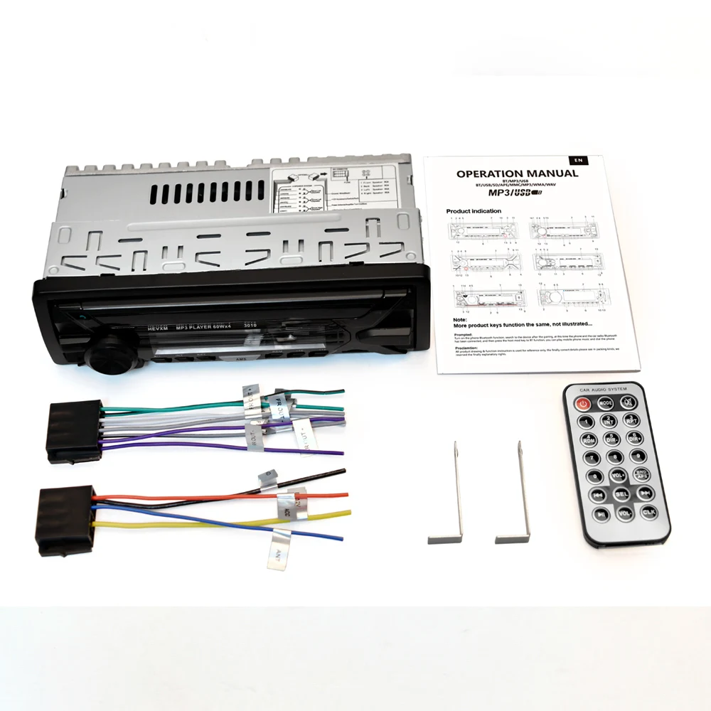 HEVXM 3010 Color Light MP3 Player Car Stereo Audio In-dash Single 1 Din FM Receiver Aux Input SD MP3 MMC WMA Radio Player