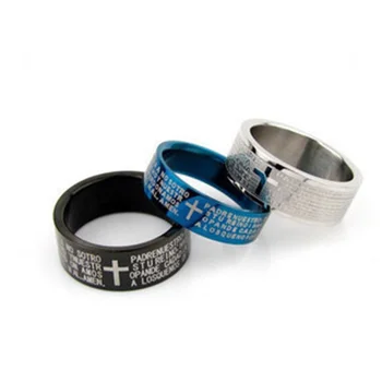 

Cross Scripture stainless steel titanium ring bague rings for women anillos mujer gothic hombre aneis de acero inoxidab knuckle