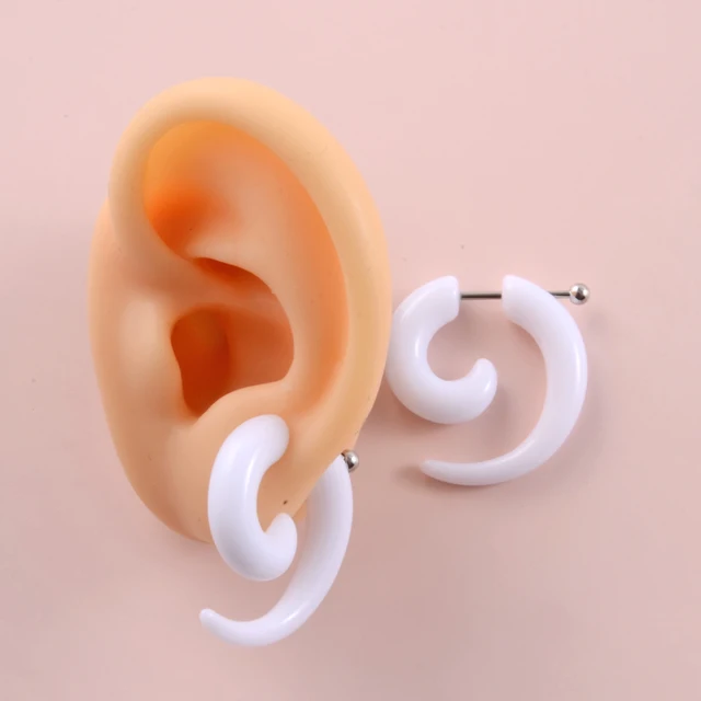 Orecchini Falsi Acrilici A Spirale - Tunnel 16 Gauge, Neri, Con Bilanciere In Acciaio Inox - Foto 2