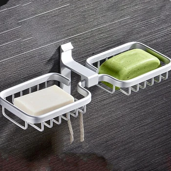 

Double Aluminum Soap Rack Punch Free No Drill Bathroom Wall-Mounted Shelf Metal Holder Organizer HYD88