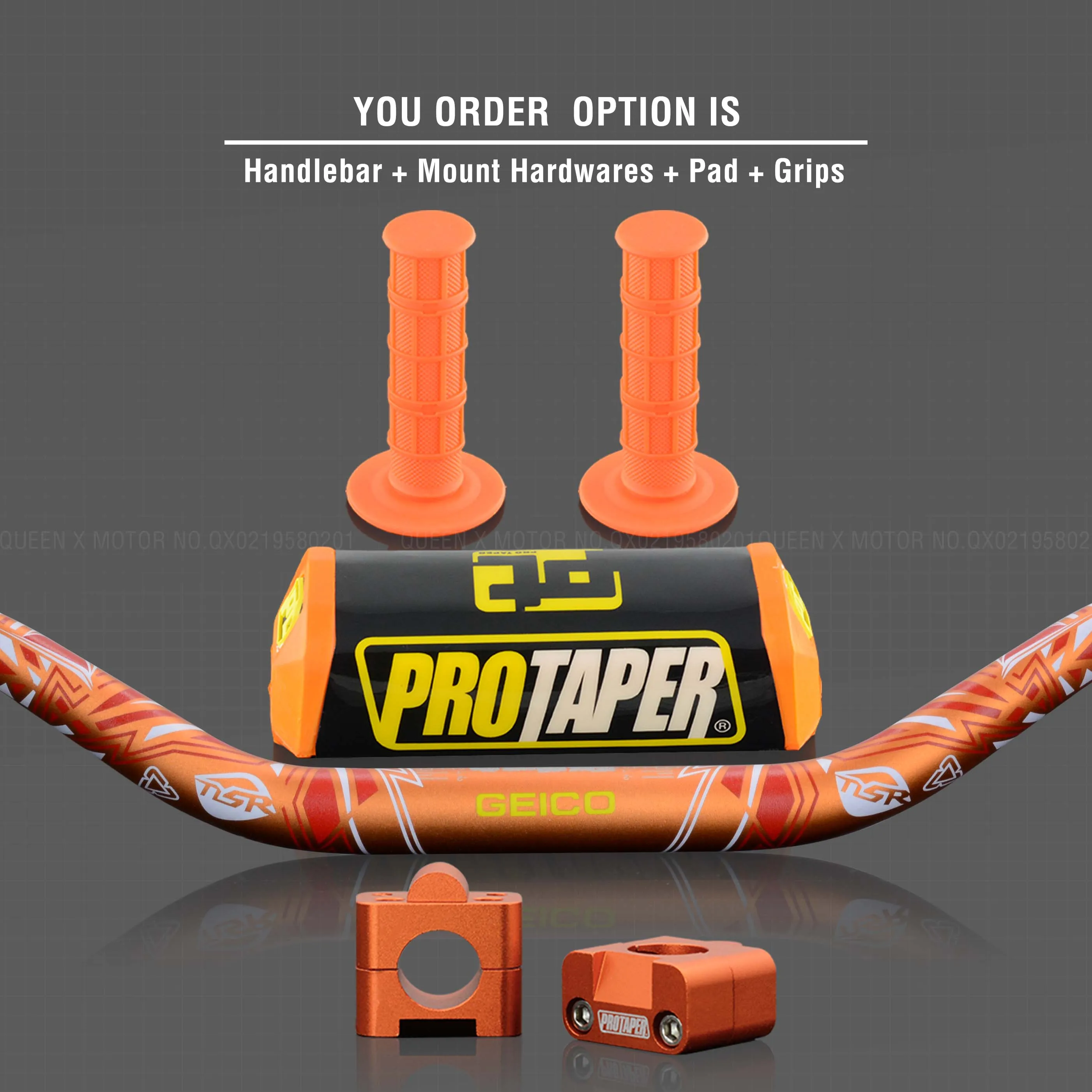 Руль для Pro Taper Pack Bar 1-1/" 6 дней Fatbar Колодки Ручки Pit Pro Racing Dirt Pit Bike мотоцикл с адаптер cnc - Цвет: Orange Full Kit