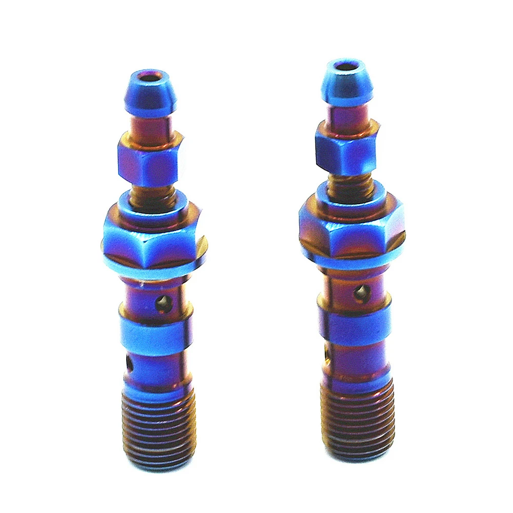 Titanium bolts M10 pitch 1.25mm pitch 1mm Caliper tubing screw Air release two holes Burned blue color (8)