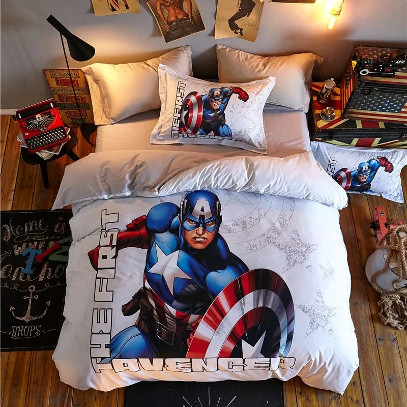 Disney Original Captain America Hulk Avengers Bedding Set Cotton Kids Boys Children Bedroom Decor Gift Duvet Cover Twin Queen | Дом и сад