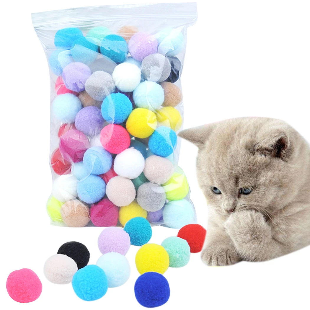 Милые забавные игрушки для кошек растягивающийся плюшевый шарик 0.98in шарик для котов креативный красочный интерактивный Кот помпон кошка жевательная игрушка дропшиппинг - Цвет: 30Pcs