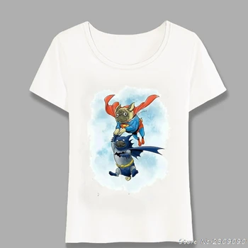 

Summer Cute Women t-shirt Colorful Super Pug And Bat Pug T-Shirt Funny Pug Art Cartoon Maiden Tops Fashion Female Tee Harajuku