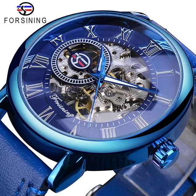 GMT838-10 Forsining мужские часы Лидирующий бренд роскошные механические часы с скелетом черный Золотой 3D буквенный Дизайн римские цифры черный циферблат часы - Цвет: GMT838-10