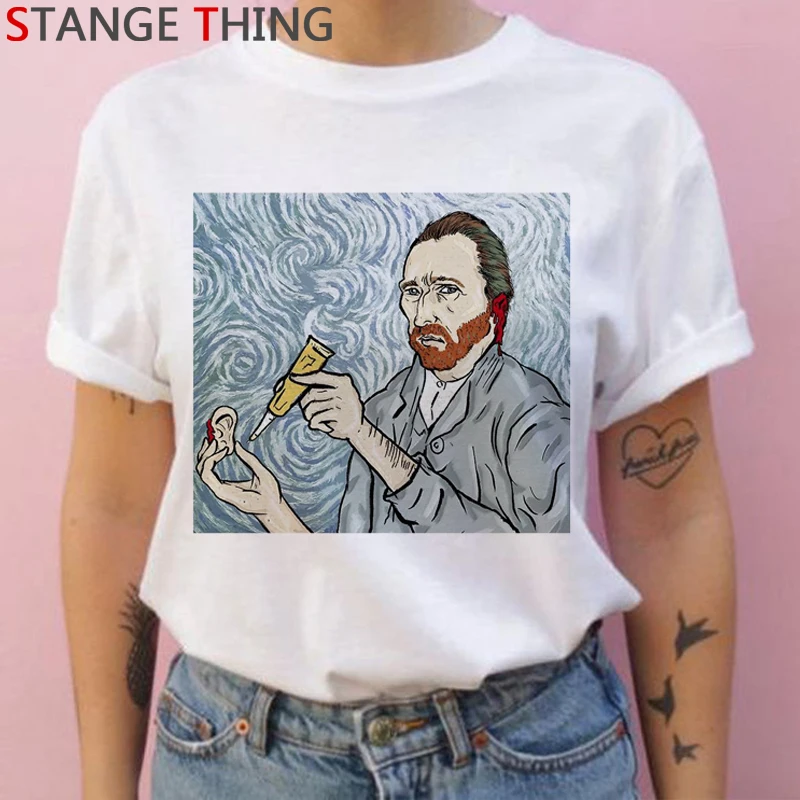 Van Gogh Van Goghing Van Gone Harajuku футболки для женщин Рисование маслом Ullzang футболка винтажная 90s футболка Графический Топ Футболка женская - Цвет: H3293