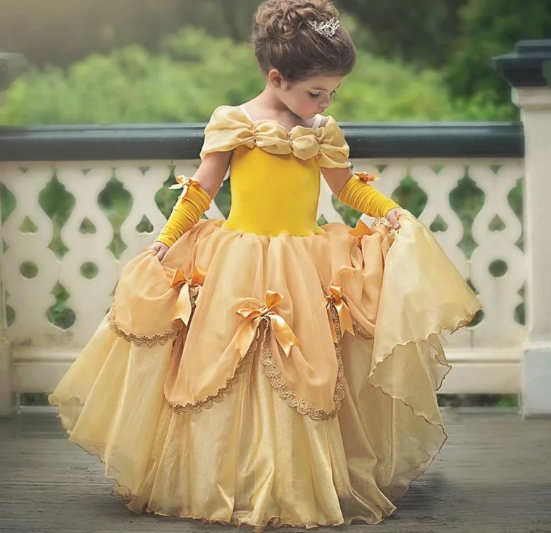 

INS Hot Selling Belle Princess Dress Tutu Dress Beauty And The Beast Girls Dress Halloween CHILDREN'S Dress