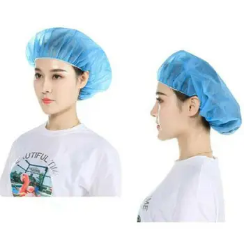 

100Pcs Disposable Hair Net Head Cover Mob Cap Hair Net Non Woven Anti Dust Hats