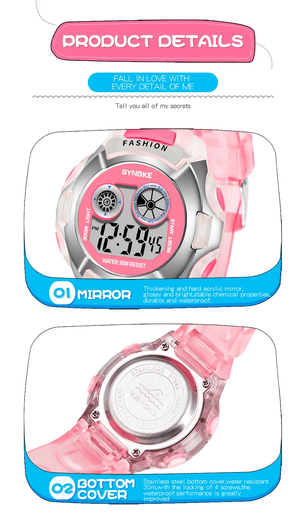 SYNOKE детские часы для девочек детские спортивные цифровые наручные часы Красочные легкие ударостойкие светодиодный дисплей часы для мальчика Relogio