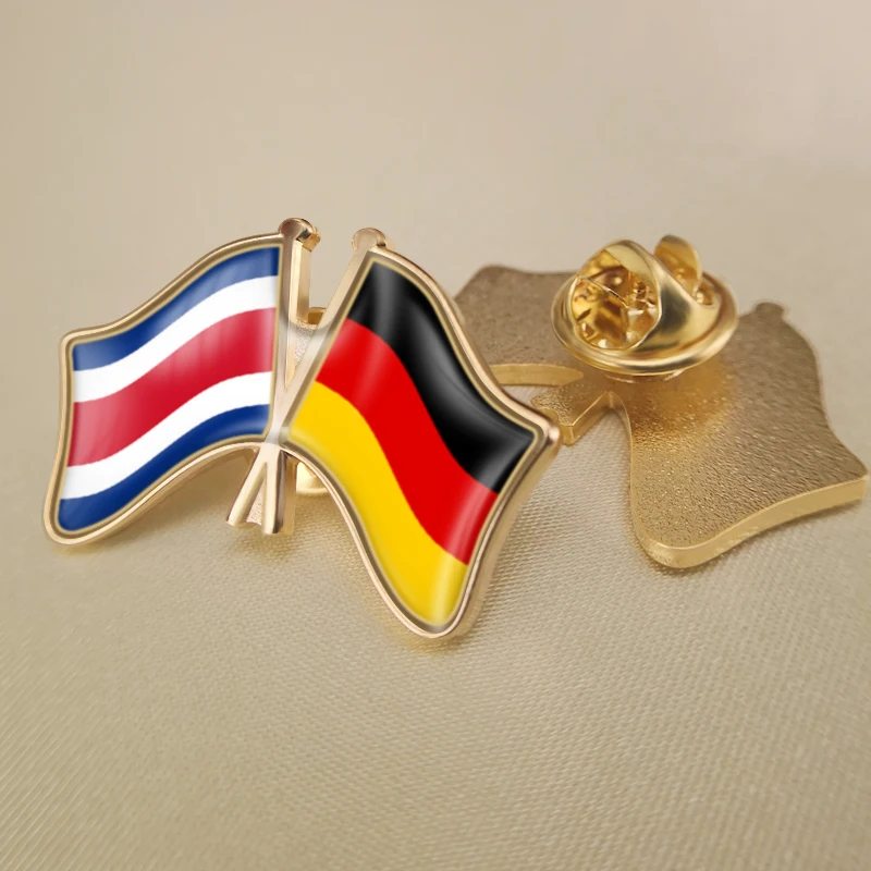 

Costa Rica and Germany Crossed Double Friendship Flags Lapel Pins Brooch Badges