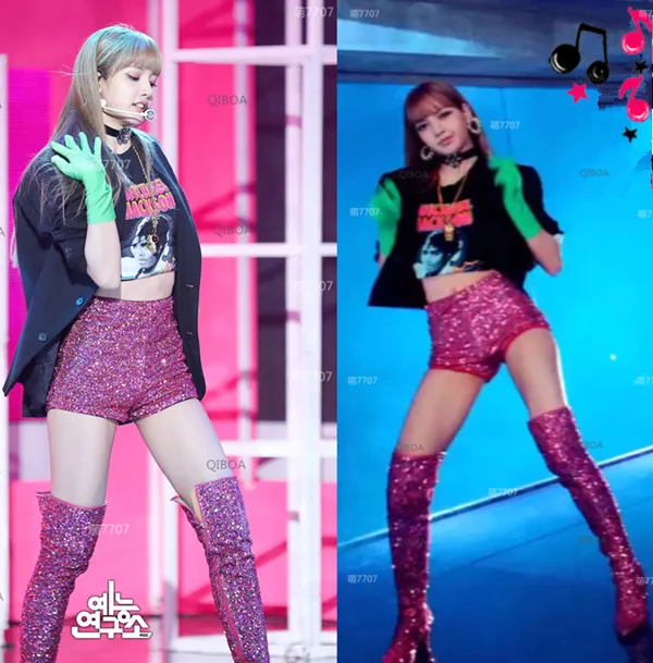 Kpop Blackpink Lisa сценическое шоу сексуальные летние повседневные хлопковые шорты с пайетками для женщин Корейская уличная мода шорты с высокой талией