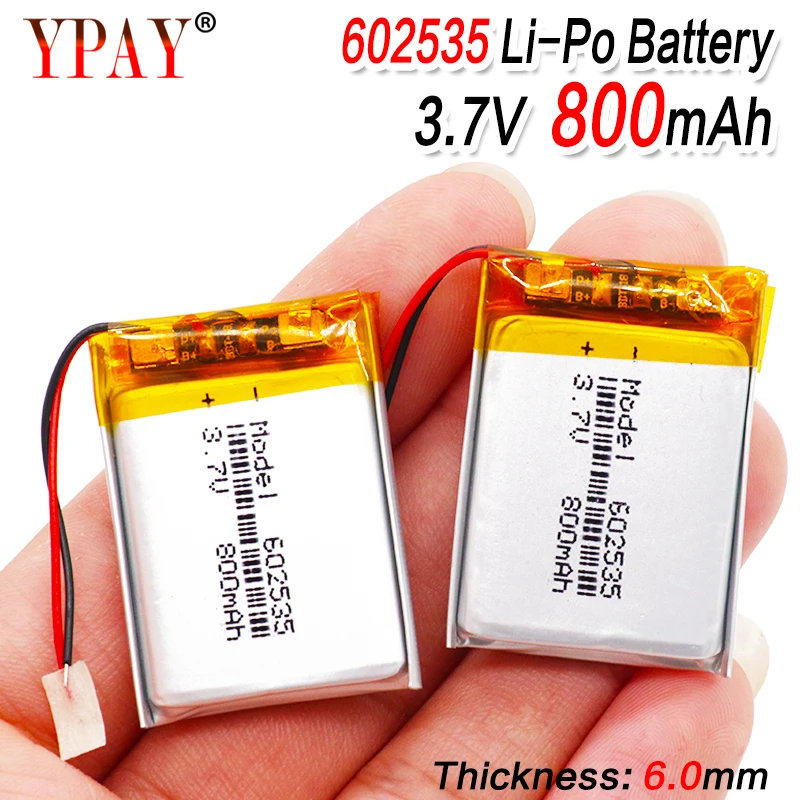 3.7V 800mAh 602535 Lithium Polymer Li-Po li ion Rechargeable Battery Lipo cells For Car DVR Tachograph Bluetooth speaker | Электроника