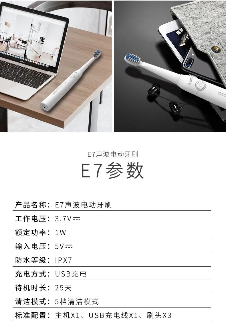 Seago Saichia E7 электрическая зубная щетка для взрослых доступная перезарядка звуковая автоматическая зубная щетка с мягкой щетиной отбеливающая водонепроницаемая