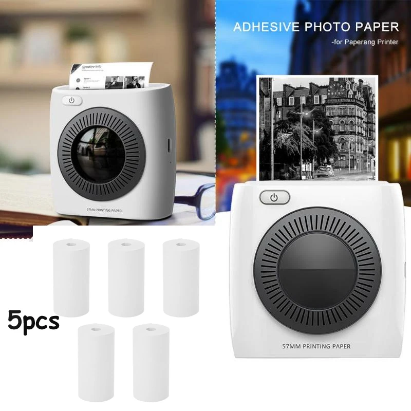 

5-Rolls/set 57*30mm Thermal Printing Paper 10 Meters Printable Sticker for Paperang & Peripage Mini Printer Accessories