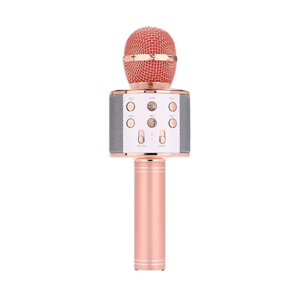 Профессиональный Bluetooth беспроводной микрофон динамик ручной микрофон караоке микрофон музыкальный плеер для вокала, с рекордером KTV микрофон - Цвет: rose gold