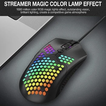 

RGB Lightweight Gaming Mouse 12000DPI Optical Sensor with Lightweight Honeycomb Shell Ultralight Ultraweave Cable